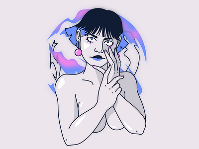 Sapphire Psychic anime female jamilla grannetia line art milibu nude pastel psychic vector art woman