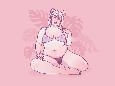 Body positivity adobe ilustrator albino art body positivity chubby cute female flat graphic illustration illustrator jamilla grannetia line art milibu pastel pastel art pink vector vector art woman