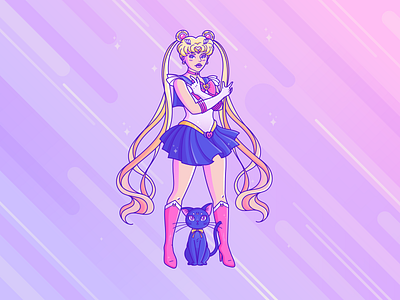In the name of the moon - Sailor Moon 90s anime art cartoon cute female graphic graphic design illustration illustrator jamilla grannetia line art milibu pastel pastel colors sailor moon usagi vector vector art woman
