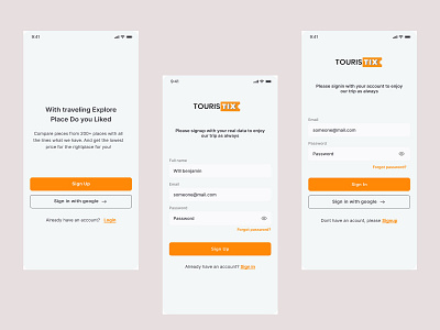 Login Page Touristix app branding design like ui uiux ux