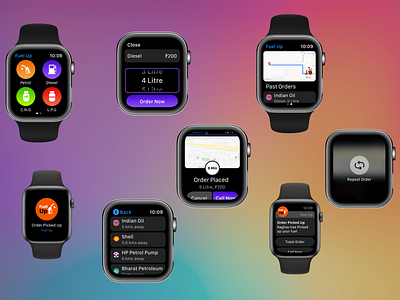 Fuel Up - Apple Watch Presentation adobexd apple watch apple watch design design fuel booking fuel up ios app logodesign minimal order tracking ui ux