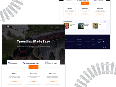 IRCTC Web Re-Design Landing Page adobe illustrator design flight booking irctc minimal redesign train booking travel travel app travel website ui ux website