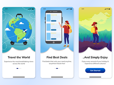 Onboarding Experience for Travel App adobe xd design holiday ios ios app ios presentation minimal mobile ui onboarding screens onboarding ui travel travel app ui ux