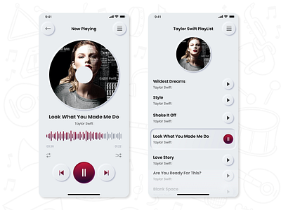 Music App - Neumorphic Design design ios ios app minimal music app music player neumorphic neumorphism sketch ui