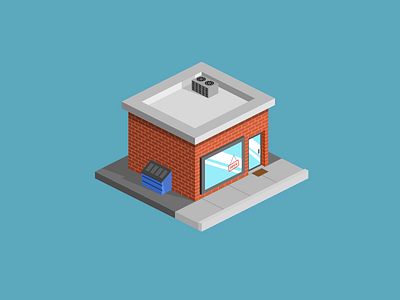 The Little Shop illustration isometric simple