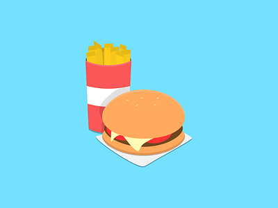 Burger and Fries buns burger cheese comfort delicious flat food fries icon junk tomato turkey