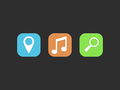 Simple Icons 2 find flat icon locate location magnify map music play search tunes