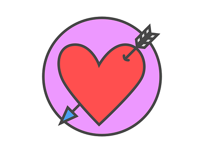 Cupid's Arrow flat heart hugs icon kisses love romance valentines xoxo