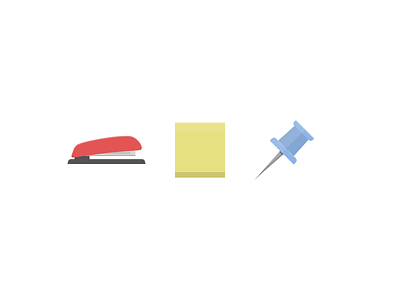 Office flat icon notes pin post it stapler sticky thumbtack tps reports