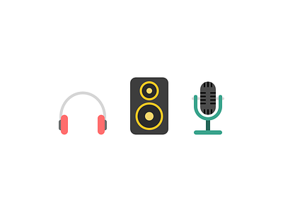 Audio headphones icons microphone music rock out sound speaker