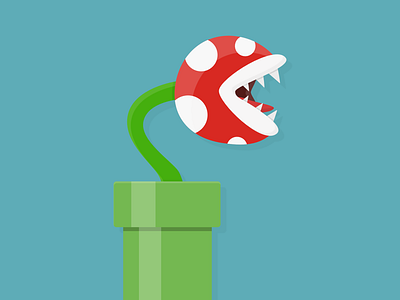 Piranha Plant flat game gaming illustration nintendo plant shading simple