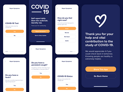 COVID-19 Symptom Tracker App UI app app design coronavirus covid19 medical medicine orange product design purple quarantine science simple tracker ui ui design update user interface ux ux design virus