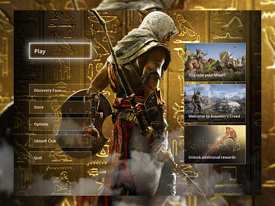 Assassin's Creed Origins Menu UI assassins creed assassins creed origins design digital design game game design game ui game user interface games design games ui gaming graphic design interface main menu menu ui ps4 ui ui design user interface ux