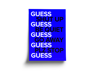 Guess blue designer font font art graphic design guess klein poster poster collection poster design poster series posters print design simple type type art typography typography art typography design white