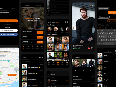 Grindr UI - Android android app app design black chat app community design gay gay chat grindr lgbtq orange product design social social app social media ui design user interface user interface design ux design