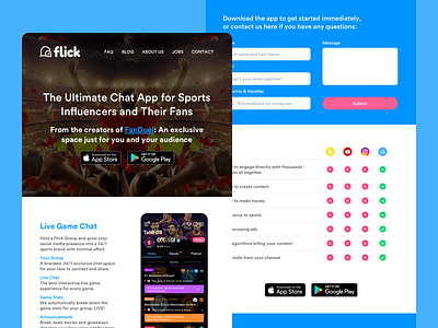 Flick - Home Refresh blue brand chat app design digital design graphic design social social media sports sports app sports chat ui ui design user interface ux design web web design website website design websites