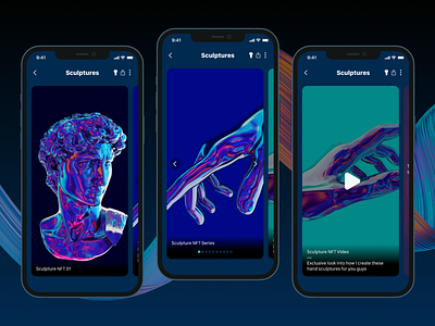 VAULT - Carousel Cards android app app design blockchain card carousel full screen images interface interface design ios nft product design solana ui ui design user interface ux ux design videos