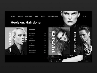 Salon - Services UI black clean daily ui desktop hair salon simple ui ui design ux ux design web design