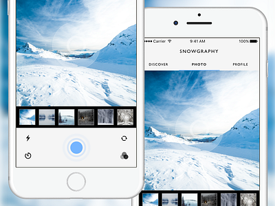 Snowgraphy Camera alpine app design blue camera clean daily ui simple snow ui ui design user interface ux