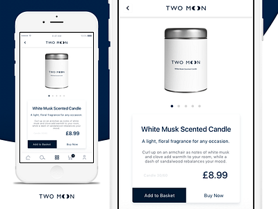 Two Moon - Product UI app app design blue candle daily ui logo moon ui ui design ux ux design white