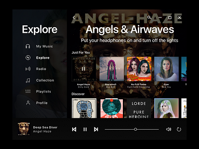 Music Explore UI album artist daily ui icon listen music play song ui ui design ux ux design