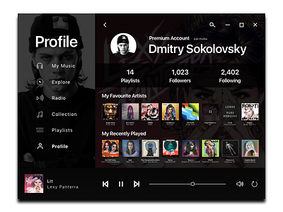 Music Profile UI album artist daily ui icon listen music play song ui ui design ux ux design