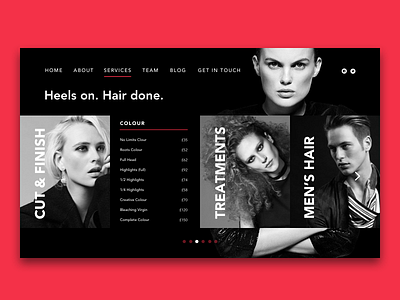 Salon Throwback black clean hair red rich salon simple ui ui design web design website