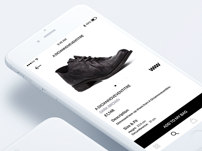 WMW - Product Concept app black black and white clean design fashion product shoe simple ui ux white