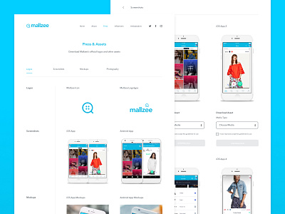 Mallzee Website - Assets android app blue clean design download ios iphone ui website white