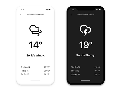 Mono Weather iPhone X black clean design iphone x minimal monochrome simple temperature ui ux weather white