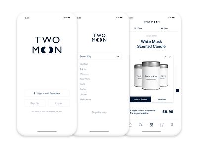 Two Moon iPhone X black bold candle clean design ecommerce iphone x monochrome simple ui ux white