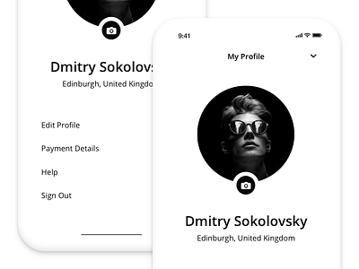 Profile iPhone X account black bold clean design iphone x monochrome profile simple ui ux white