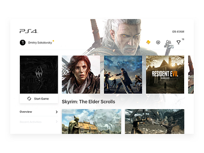 PS4 Home Concept bold clean console game layout monochrome ps4 simple ui user interface ux white