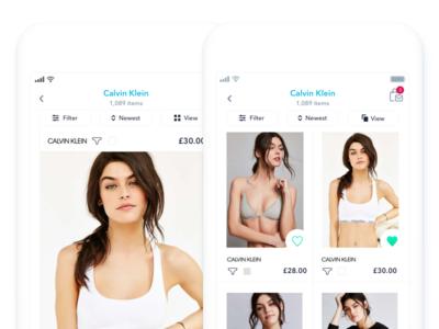 Mallzee - New Multiview app clean design ecommerce fashion heart iphone save shop simple ui white