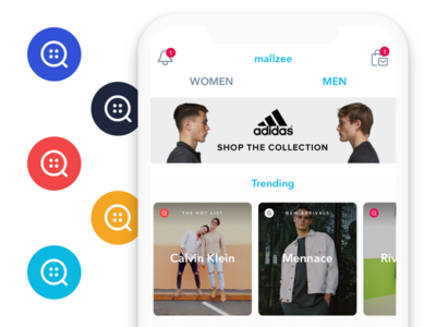 Mallzee - New Home Tiles app circle clean colour design ecommerce fashion iphone shop simple ui white