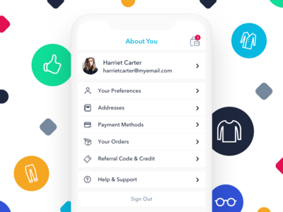 Mallzee - New Profile account app bag blue checkout clean design profile simple ui ux white