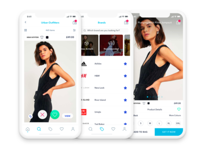 Mallzee - Swipe & Shop app clean design ecommerce fashion heart iphone save shop simple ui white
