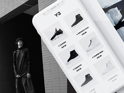 Y-3 Concept UI app app design black black and white bold clean daily ui design fashion minimal monochrome sans serif simple type typography ui ui design ux ux design white