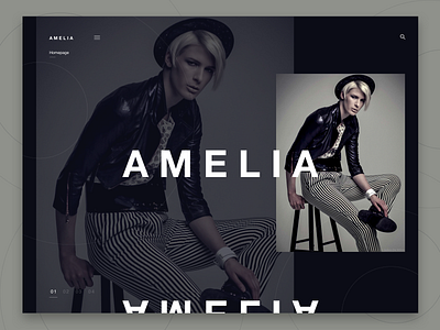 Amelia Concept black clean concept daily ui design fashion logo minimal monochrome sans serif simple type typography ui ui design ux ux design web design website white