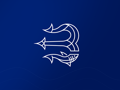 Ocean logo b blue discover golden ratio illustrator line lineart logo ocean poseidon protection r rejected religion sea shark trident