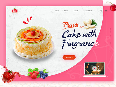 Fruits Cake cake cake banner cake with fragrance cakes creative design nuts banner pink uiuxdesign