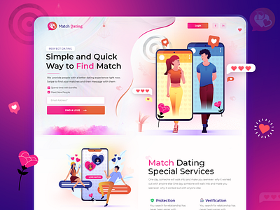 Match Making - Dating Landin Page banner design branding cover design creative design creative design datingapp design graphic design landing page ui ux