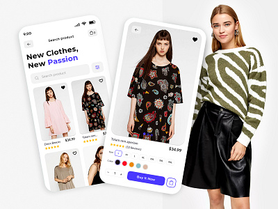 E-commerce - Mobile App app design colth application creative delivery e commerce app fashion fashion app ios app design minimal ui minimalist online shop online store product sale shopify shopping app simplistic trendy design uiux woman