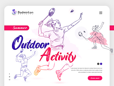 Badminton action active badminton badminton activity badminton games clean e commerse exercise game healthy lifestyle modern outdoor outdoor games racket shuttlecock sports sports website summer games uiuxdesign