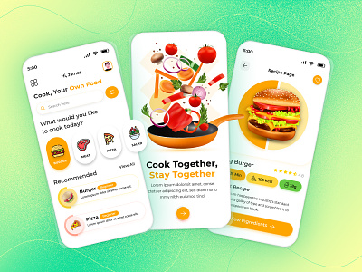 Cooking Recipe - Mobile App 🍅 chef clean cook cooking cooking recipe creative food food app food illustration foodie ingredients learn cooking minimal minimalist mobile app design private chef recipe recipe app recipes uiux