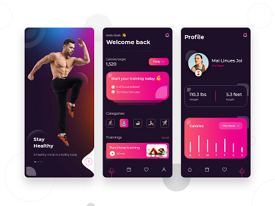 Fitness & Workout App activity app body app clean exercise fitness fitness app gym health interface minimal mobile ui running sport strenght trainer ui ux workout