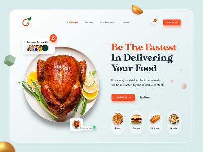 Food Delivery banner clean delivery service flat food food app food banner food delivery food illustration food landing page food service healthy food home page minimal product restaurant ui ui design ux web