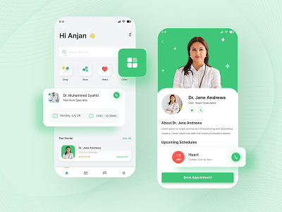 Doctor Consultation App android app application call screen creative doctor app doctor appointment doctor consultation app doctors illustration ios ios app medical medical app minimal profile ui design user experience userinterface video chat