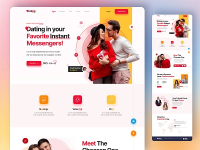 Dating Website Landing Page app landing page branding clean creative dating dating app dating landing page dating website homepage illustraion landing page minimal ui ui ux uidesign uiux ux website