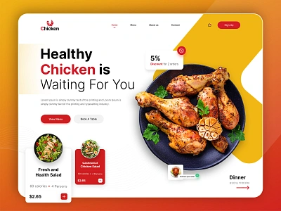 Chicken Delivery Banner banner chicken chicken banner clean fast food food food app food banner food delivery food landing page food service healthy food home page minimal product restaurant template ui ui design ux